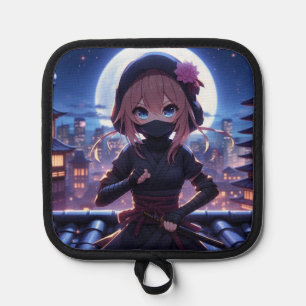 Cute ninja warrior girl pot holder