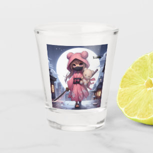 Cute ninja warrior girl & teddy shot glass