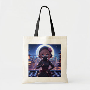 Cute ninja warrior girl tote bag