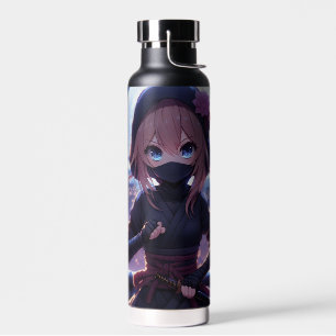Cute ninja warrior girl  water bottle