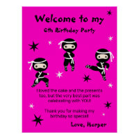 Cute Ninja Warrior Kids Bday Party Welcome Sign