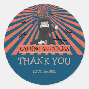 Cute Ninja Warrior Kids Birthday Classic Round Sticker