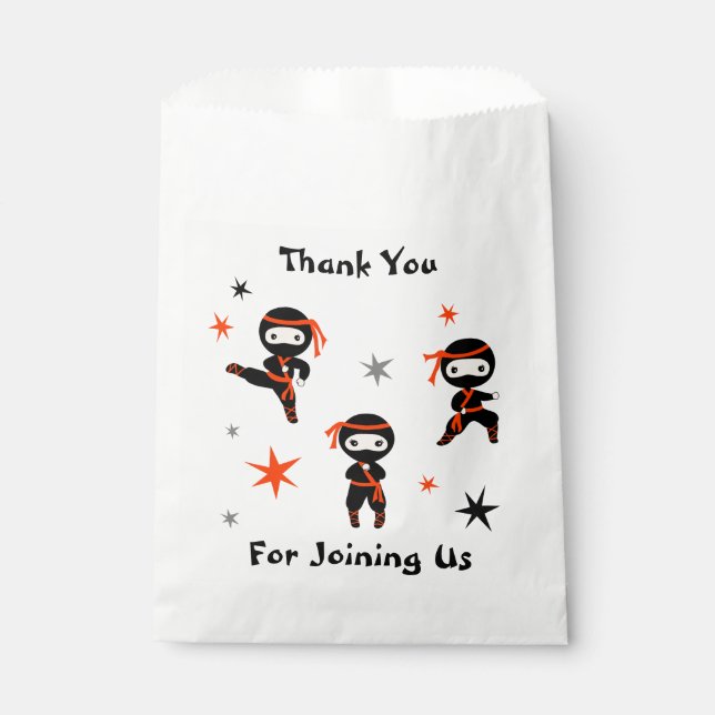 Cute Ninja Warrior Kids Birthday  Favour Bag (Front)
