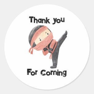 Cute Ninja Warrior Kids Birthday Party Favour Classic Round Sticker