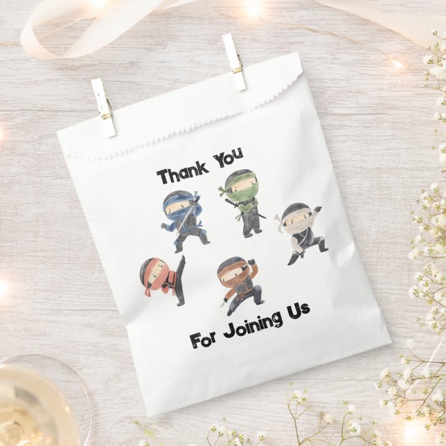 Cute Ninja Warrior Kids Birthday Party Favour Favo Bag (Clipped)