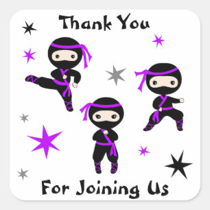 Cute Ninja Warrior Kids Birthday Party Favour Favo Square Sticker