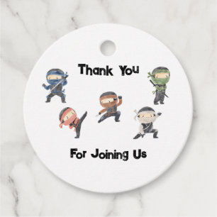 Cute Ninja Warrior Kids Birthday Party Favour Tags