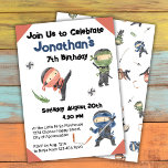 Cute Ninja Warrior Kids Birthday Party  Invitation<br><div class="desc">Create a memorable and fun birthday celebration for the cute ninja kid in your life. This easily customisable birthday party invitation is part of a matching set of birthday party accessories. You can host the best ninja themed birthday party for your little martial arts enthusiast. Just add your own details...</div>