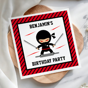 Cute Ninja Warrior Kids Birthday Party Paper Napkin