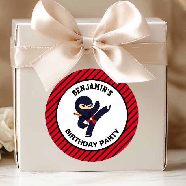 Cute Ninja Warrior Kids Birthday Party Sticker (Creator Uploaded)