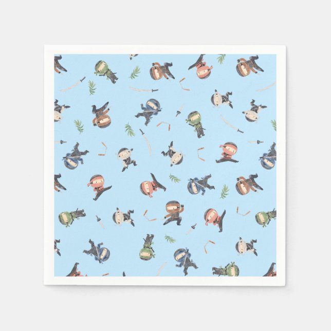Cute Ninja Warrior Kids Birthday Party Supply Napkin (Front)