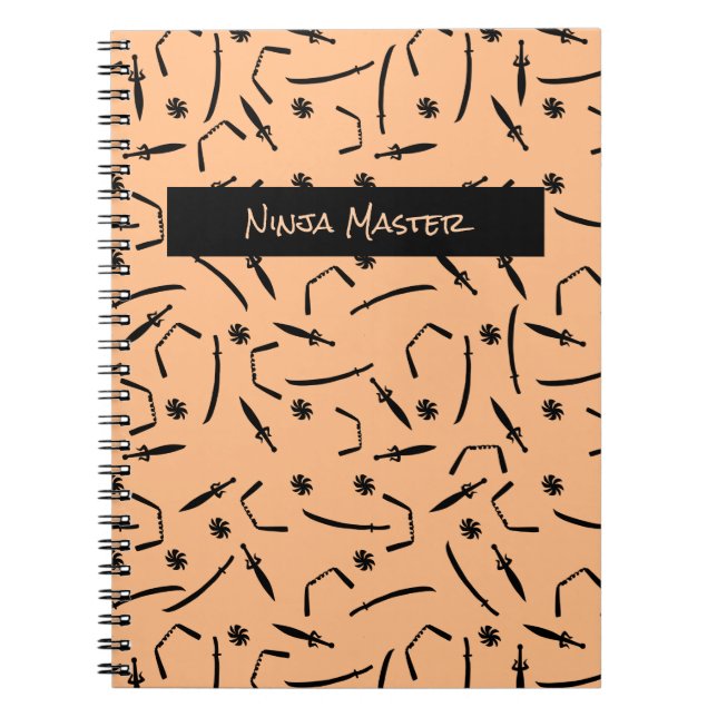 Cute Ninja Warrior - Kids Custom Name Notebook (Front)