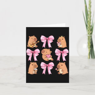 Cute Nk Coquette Bow Kawaii Capybara Lover Card