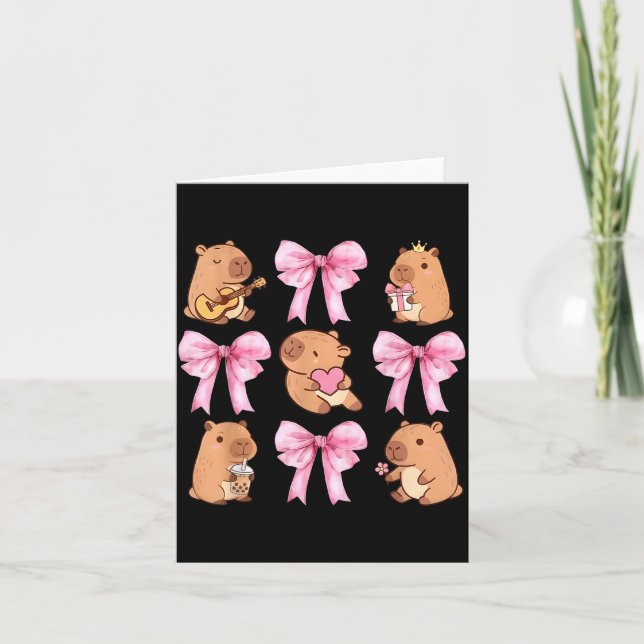 Cute Nk Coquette Bow Kawaii Capybara Lover  Card (Front)