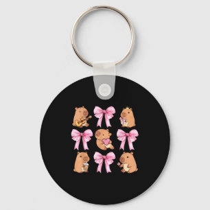 Cute Nk Coquette Bow Kawaii Capybara Lover  Key Ring