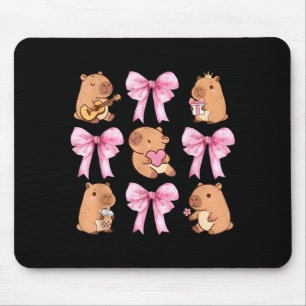 Cute Nk Coquette Bow Kawaii Capybara Lover  Mouse Pad