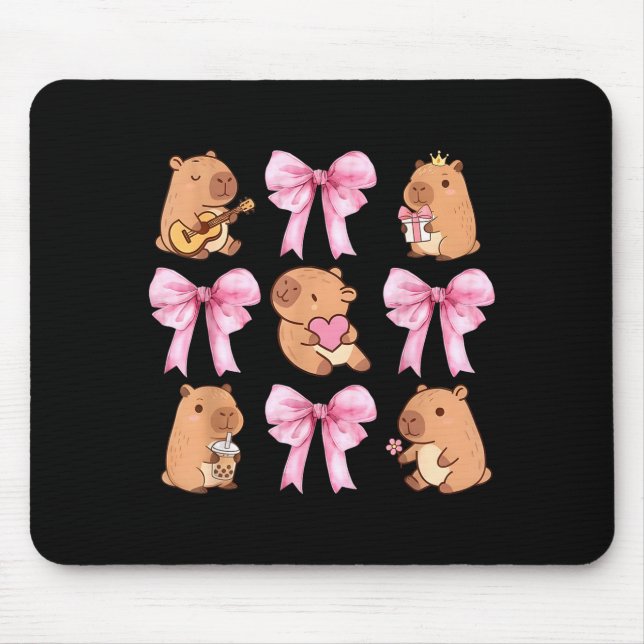 Cute Nk Coquette Bow Kawaii Capybara Lover  Mouse Pad (Front)