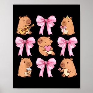 Cute Nk Coquette Bow Kawaii Capybara Lover  Poster