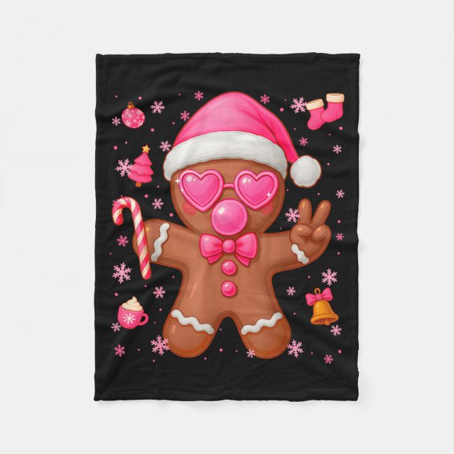 Cute Nk Gingerbread Bubble Gum Christmas Xmas Girl Fleece Blanket (Front)