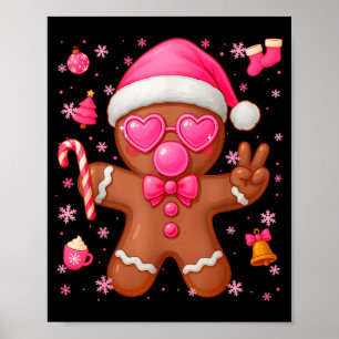 Cute Nk Gingerbread Bubble Gum Christmas Xmas Girl Poster