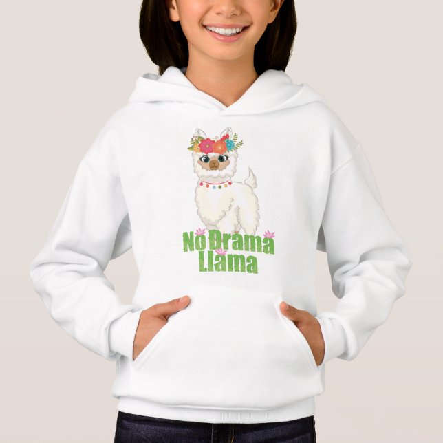 Cute No Drama Llama With Floral Crown (Front)