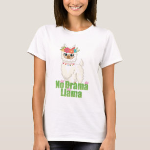Cute No Drama Llama With Floral Crown T-Shirt