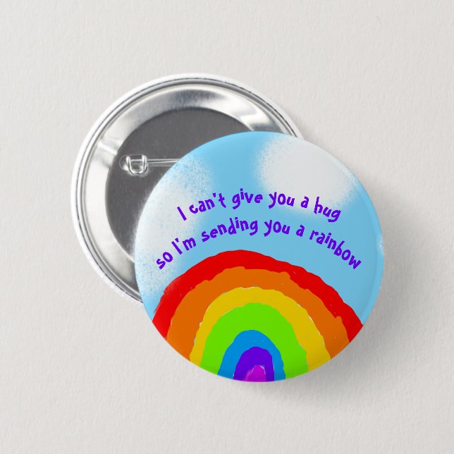 Cute No Hugs Sending You A Rainbow 6 Cm Round Badge (Front & Back)