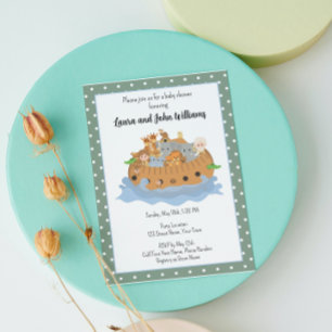Cute Noahs Ark Baby Invitation