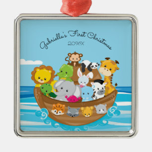 Cute Noah's Ark Baby's First Christmas Ornament