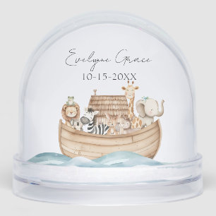 Cute Noah's Ark with Custom Baby Name Snowglobe