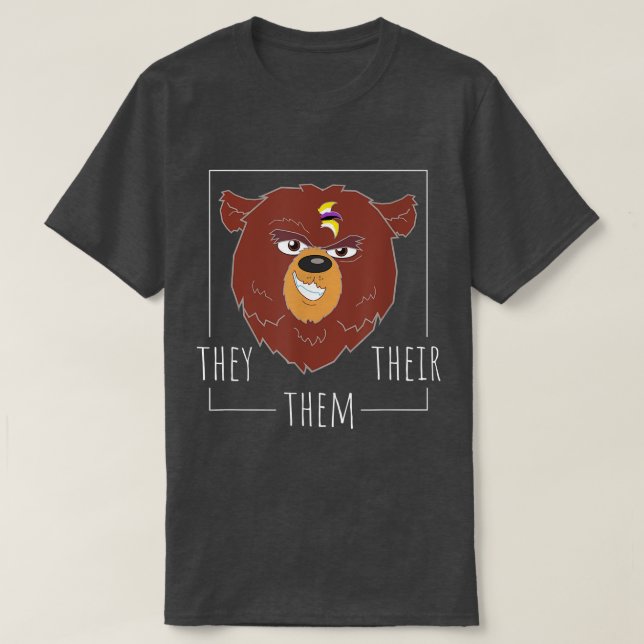 Cute Non Binary Bear They Them Their Agender Gende T-Shirt (Design Front)