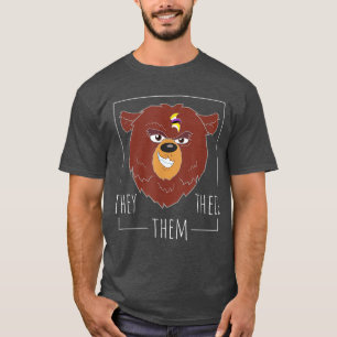 Cute Non Binary Bear They Them Their Agender Gende T-Shirt