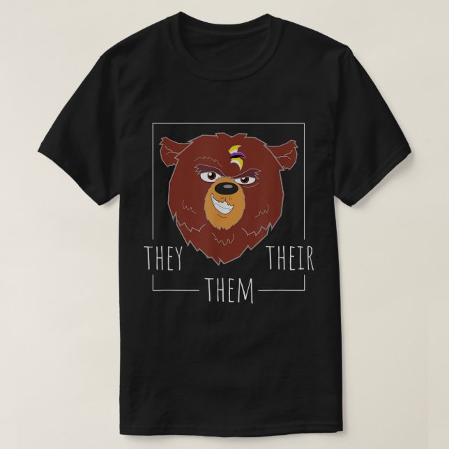 Cute Non Binary Bear They Them Their Agender Gende T-Shirt (Design Front)