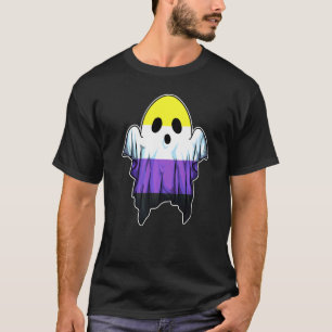 Cute Nonbinary Ghost Lgbt Halloween Ghost Lgbtq No T-Shirt