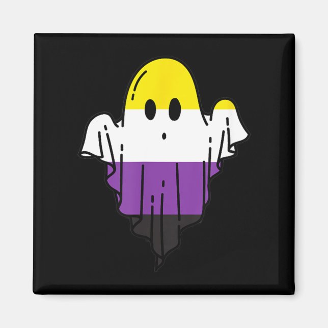 Cute Nonbinary Ghost Spooky Halloween Funny LGBTQ Magnet (Front)