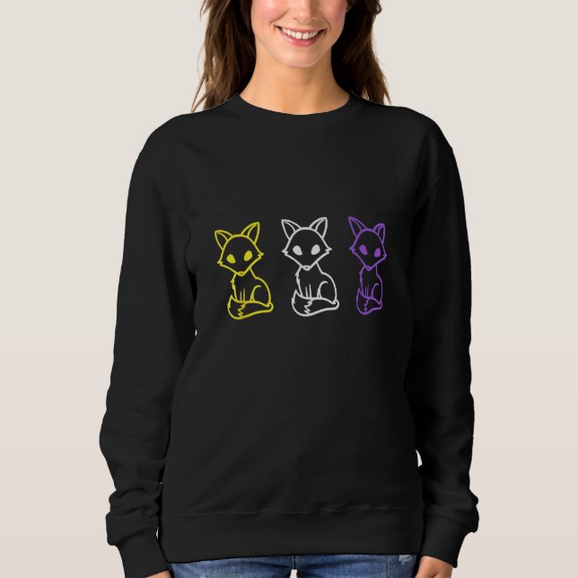 Cute Nonbinary Pride Foxes  Proud LGBTQ Pansexual  Sweatshirt (Front)