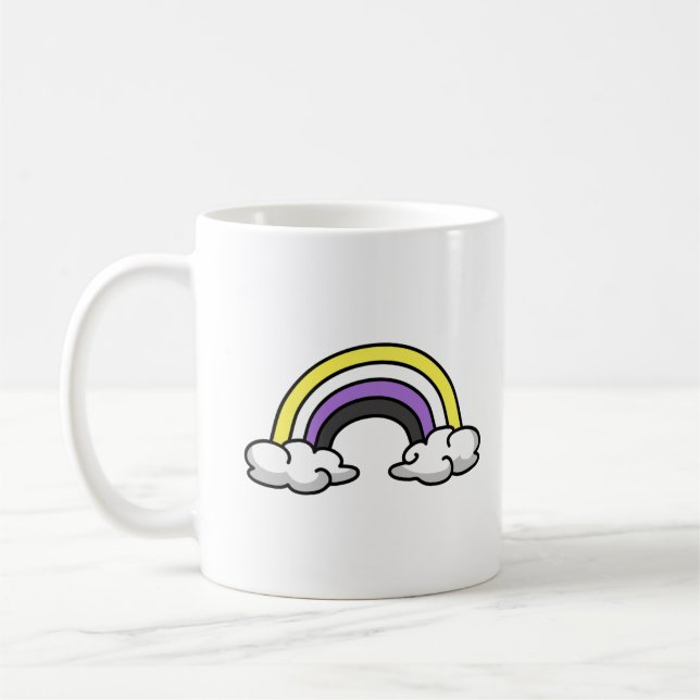 Cute Nonbinary Rainbow Coffee Mug (Left)