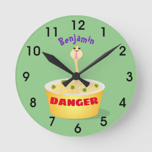 Cute noodles snake cartoon illustration humor round clock
