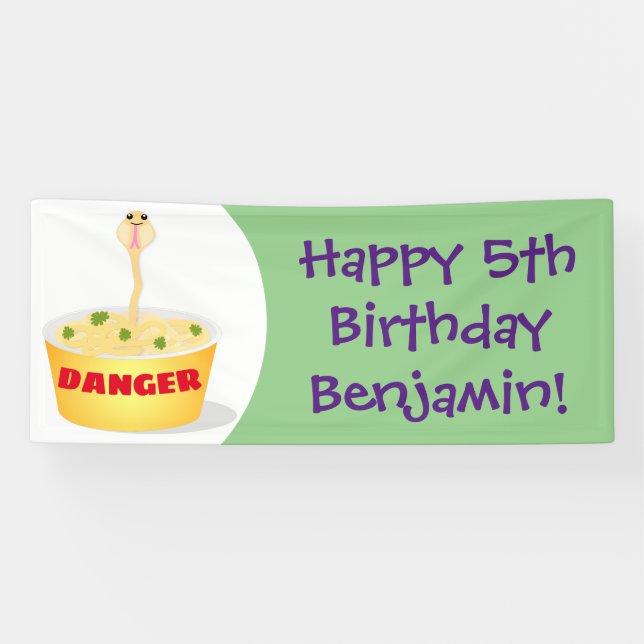 Cute noodles snake cartoon illustration humour banner (Horizontal)