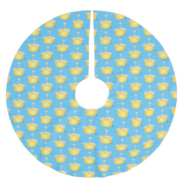 Cute noodles snake cartoon illustration humour brushed polyester tree skirt (Front)