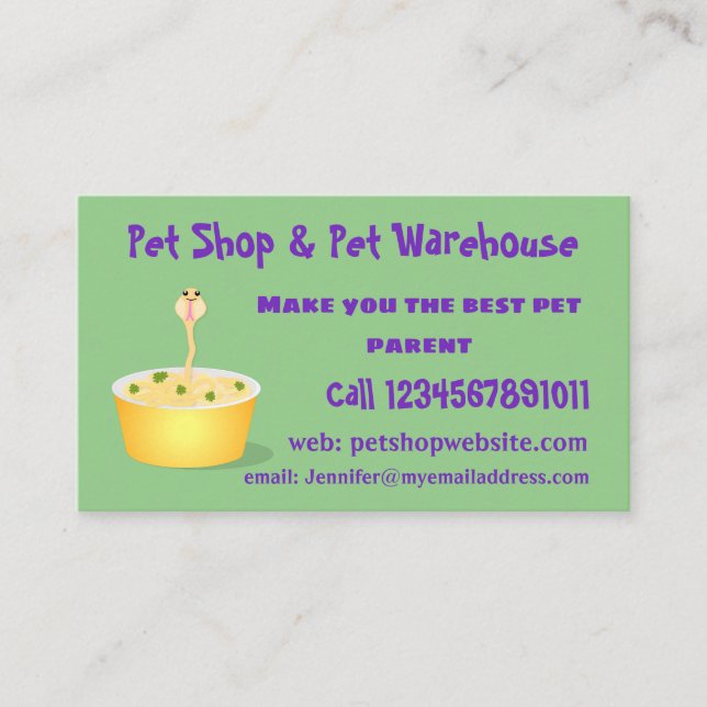 Cute noodles snake cartoon illustration humour business card (Front)