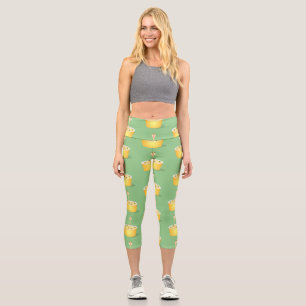 Cute noodles snake cartoon illustration humour capri leggings