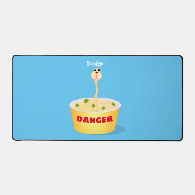 Cute noodles snake cartoon illustration humour desk mat (Front)