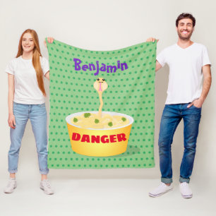 Cute noodles snake cartoon illustration humour fleece blanket