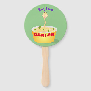 Cute noodles snake cartoon illustration humour hand fan