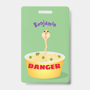 Cute noodles snake cartoon illustration humour ID badge