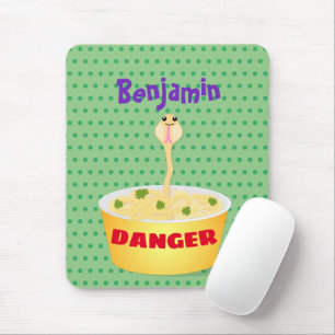 Cute noodles snake cartoon illustration humour mouse pad