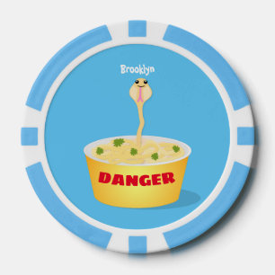 Cute noodles snake cartoon illustration humour poker chips