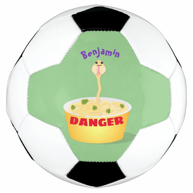 Cute noodles snake cartoon illustration humour  soccer ball (Front)