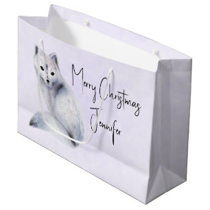 Cute Nordic Fox with Floral Markings Christmas Large Gift Bag